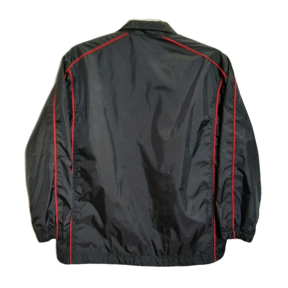 VTG NIKE Track Jacket Black & Red Piping  Lined Y2K Sportswear Youth Large 14/16
